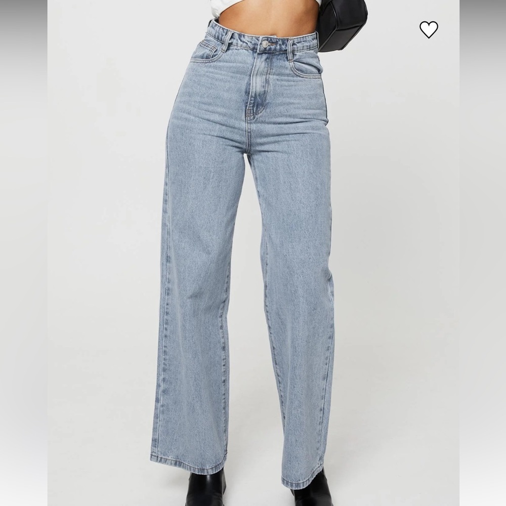 Princess Polly Nicolo High Rise Straight Leg Jeans Light Blue Wash